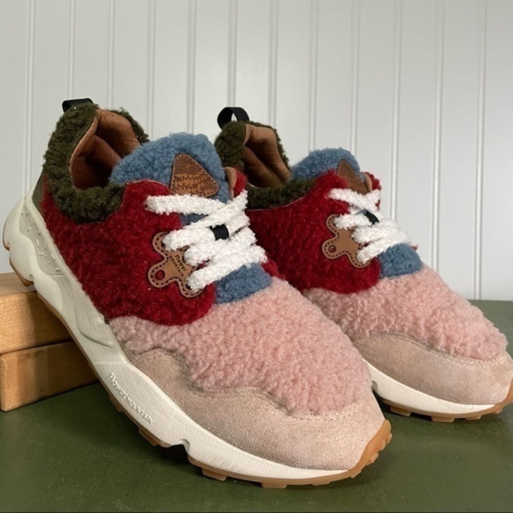 Flower Mountain PAMPAS Teddy Sneakers in Pink Bordeaux NWOT